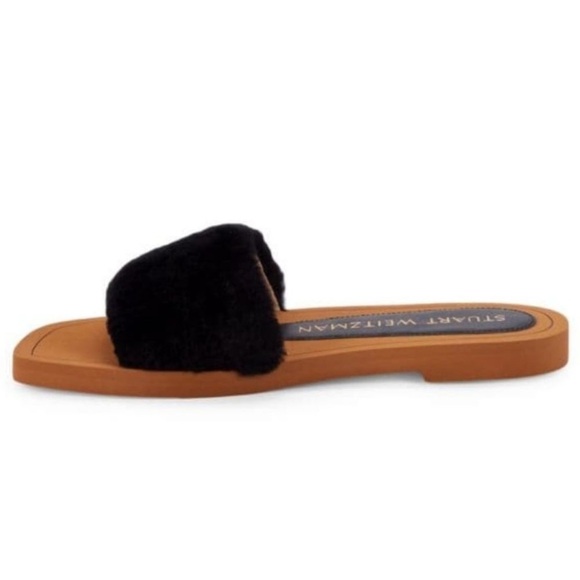 STUART WEITZMAN NEW Cammy Leather Slide Sandals Black Size 8 US 38.5 EU - Picture 3 of 10